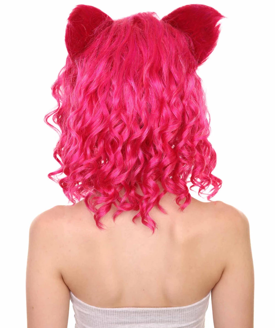 Adult Women's 16" Inch Medium Length Wavy Barbie Costume Wig, Synthetic Soft Fiber Hair With Cat Ears | HPO 4 Adult Women's 16" Inch Medium Length Wavy Barbie Costume Wig, Synthetic Soft Fiber Hair With Cat Ears | HPO