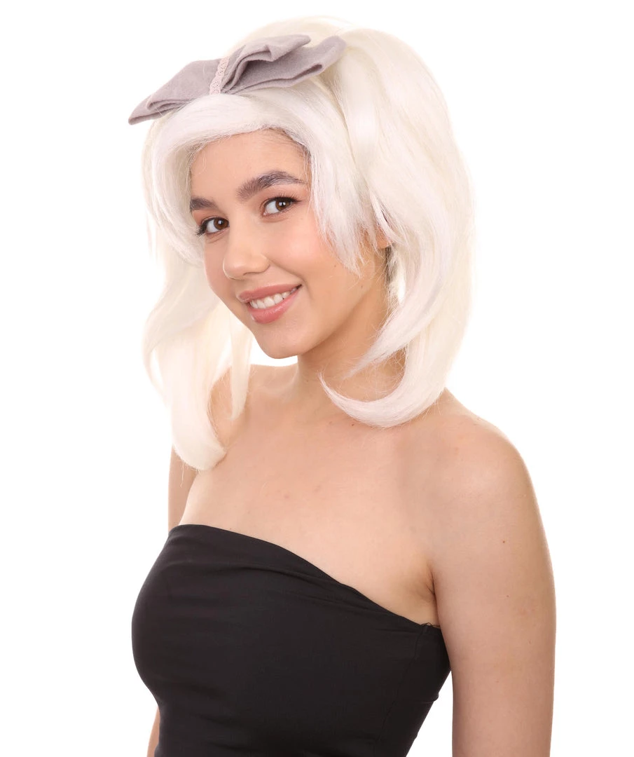 HPO Women's Womens White Style Wig | Party Ready Fancy Cosplay Halloween Wig | Premium Breathable Capless Cap 2 HPO Women's Womens White Style Wig | Party Ready Fancy Cosplay Halloween Wig | Premium Breathable Capless Cap