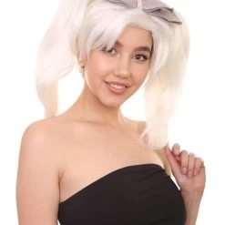 HPO Women's Womens White Style Wig | Party Ready Fancy Cosplay Halloween Wig | Premium Breathable Capless Cap 14 HPO Women's Womens White Style Wig | Party Ready Fancy Cosplay Halloween Wig | Premium Breathable Capless Cap