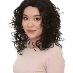 HPO Men's Adult's Womens Glamour Long Black Wig | Curly Glamour Cosplay Halloween Wig | Premium Breathable Capless Cap