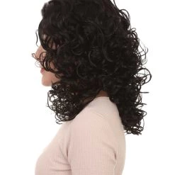 HPO Men's Adult's Womens Glamour Long Black Wig | Curly Glamour Cosplay Halloween Wig | Premium Breathable Capless Cap 11 HPO Men's Adult's Womens Glamour Long Black Wig | Curly Glamour Cosplay Halloween Wig | Premium Breathable Capless Cap