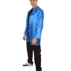 HPO Adult Men's Chinese Traditional Martial Arts Kung Fu Halloween Costume | Blue Cosplay Costume