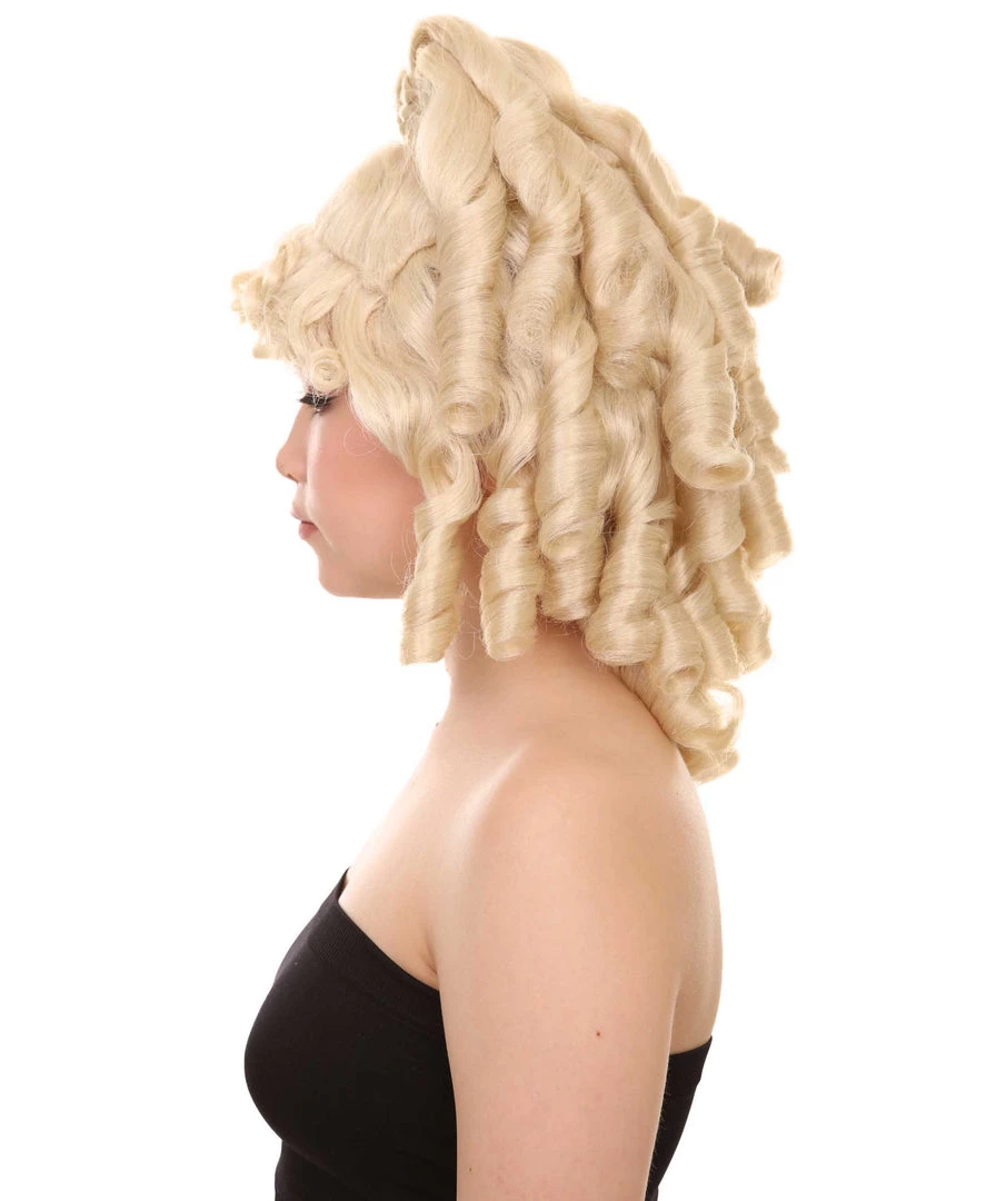 HPO Women's Womens 18th Century Colonial Lady Curly Blonde Historical Wig | Premium Breathable Capless Cap 3 HPO Women's Womens 18th Century Colonial Lady Curly Blonde Historical Wig | Premium Breathable Capless Cap