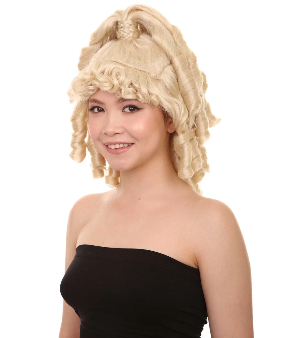 HPO Women's Womens 18th Century Colonial Lady Curly Blonde Historical Wig | Premium Breathable Capless Cap 2 HPO Women's Womens 18th Century Colonial Lady Curly Blonde Historical Wig | Premium Breathable Capless Cap