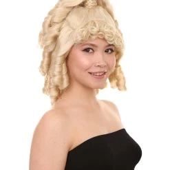 HPO Women's Womens 18th Century Colonial Lady Curly Blonde Historical Wig | Premium Breathable Capless Cap 14 HPO Women's Womens 18th Century Colonial Lady Curly Blonde Historical Wig | Premium Breathable Capless Cap
