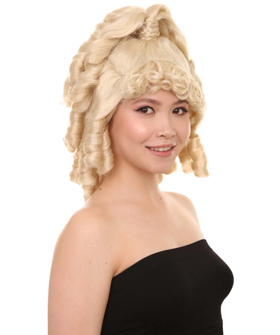 HPO Women's Womens 18th Century Colonial Lady Curly Blonde Historical Wig | Premium Breathable Capless Cap 6 HPO Women's Womens 18th Century Colonial Lady Curly Blonde Historical Wig | Premium Breathable Capless Cap