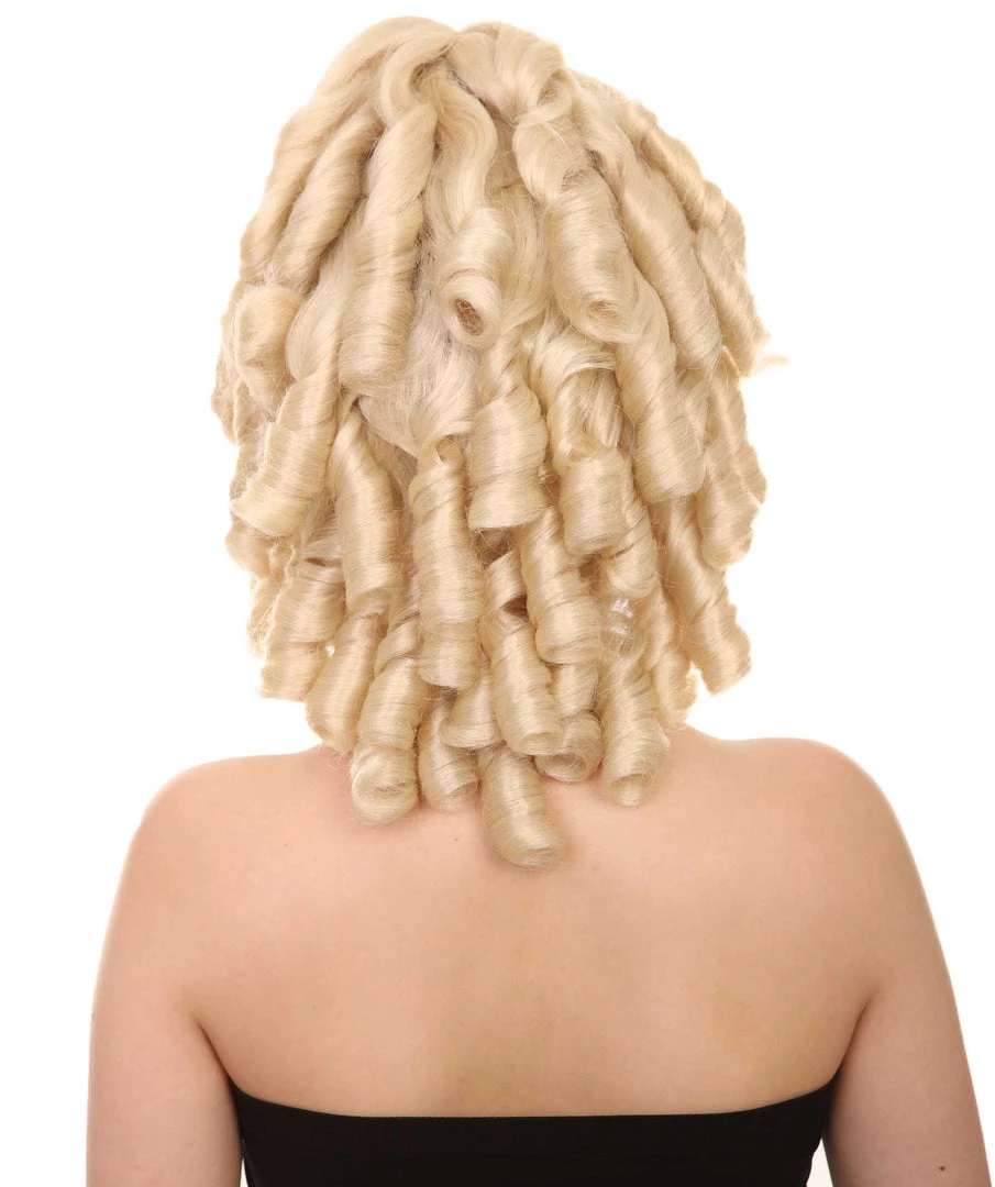 HPO Women's Womens 18th Century Colonial Lady Curly Blonde Historical Wig | Premium Breathable Capless Cap 4 HPO Women's Womens 18th Century Colonial Lady Curly Blonde Historical Wig | Premium Breathable Capless Cap