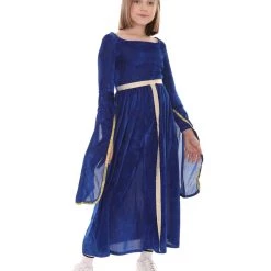 HPO Kids Child's Renaissance Medieval Princess Costume | Blue Cosplay Costume