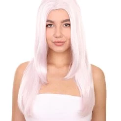 Adult Women's 23" Inch Long Length Halloween Cosplay Police Officer Costume White Wig, Synthetic Soft Fiber Hair, Perfect For Your Next Convention And Group Anime Party! | HPO