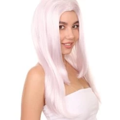 Adult Women's 23" Inch Long Length Halloween Cosplay Police Officer Costume White Wig, Synthetic Soft Fiber Hair, Perfect For Your Next Convention And Group Anime Party! | HPO 11 Adult Women's 23