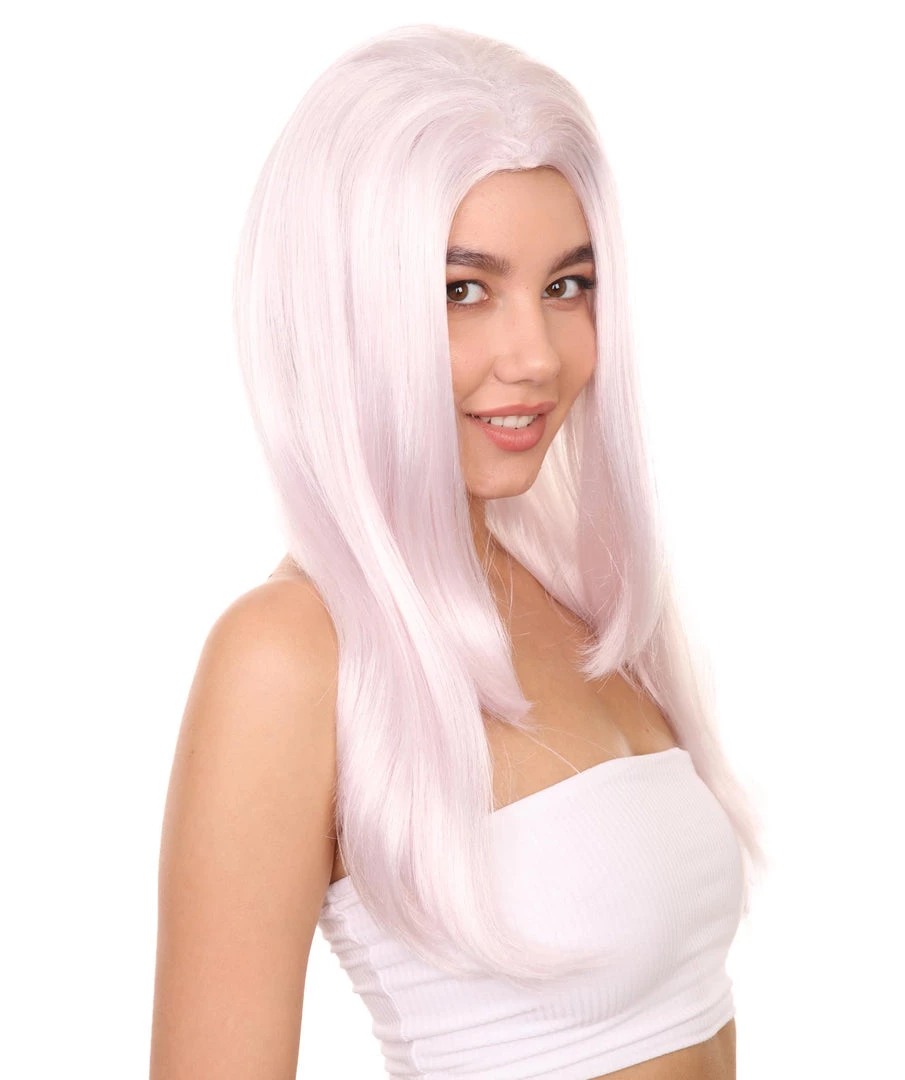 Adult Women's 23" Inch Long Length Halloween Cosplay Police Officer Costume White Wig, Synthetic Soft Fiber Hair, Perfect For Your Next Convention And Group Anime Party! | HPO 5 Adult Women's 23" Inch Long Length Halloween Cosplay Police Officer Costume White Wig, Synthetic Soft Fiber Hair, Perfect For Your Next Convention And Group Anime Party! | HPO