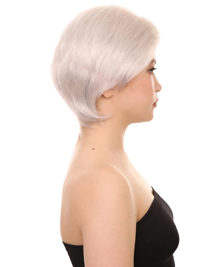 HPO Old Lady Grey Womens Wig | White Grandma Cosplay Halloween Wig | Premium Breathable Capless Cap 5 HPO Old Lady Grey Womens Wig | White Grandma Cosplay Halloween Wig | Premium Breathable Capless Cap