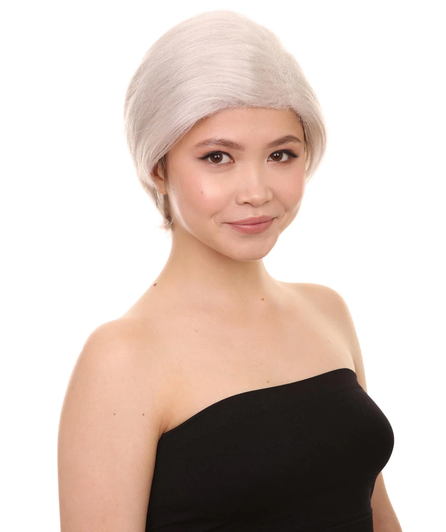 HPO Old Lady Grey Womens Wig | White Grandma Cosplay Halloween Wig | Premium Breathable Capless Cap 6 HPO Old Lady Grey Womens Wig | White Grandma Cosplay Halloween Wig | Premium Breathable Capless Cap