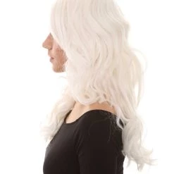 HPO Women's Womens Glow-In-The-Dark Long Curly Wavy Party Wig | GID Wigs | Premium Breathable Capless Cap