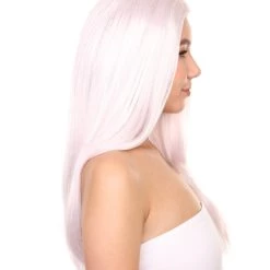 Adult Women's 23" Inch Long Length Halloween Cosplay Police Officer Costume White Wig, Synthetic Soft Fiber Hair, Perfect For Your Next Convention And Group Anime Party! | HPO 10 Adult Women's 23