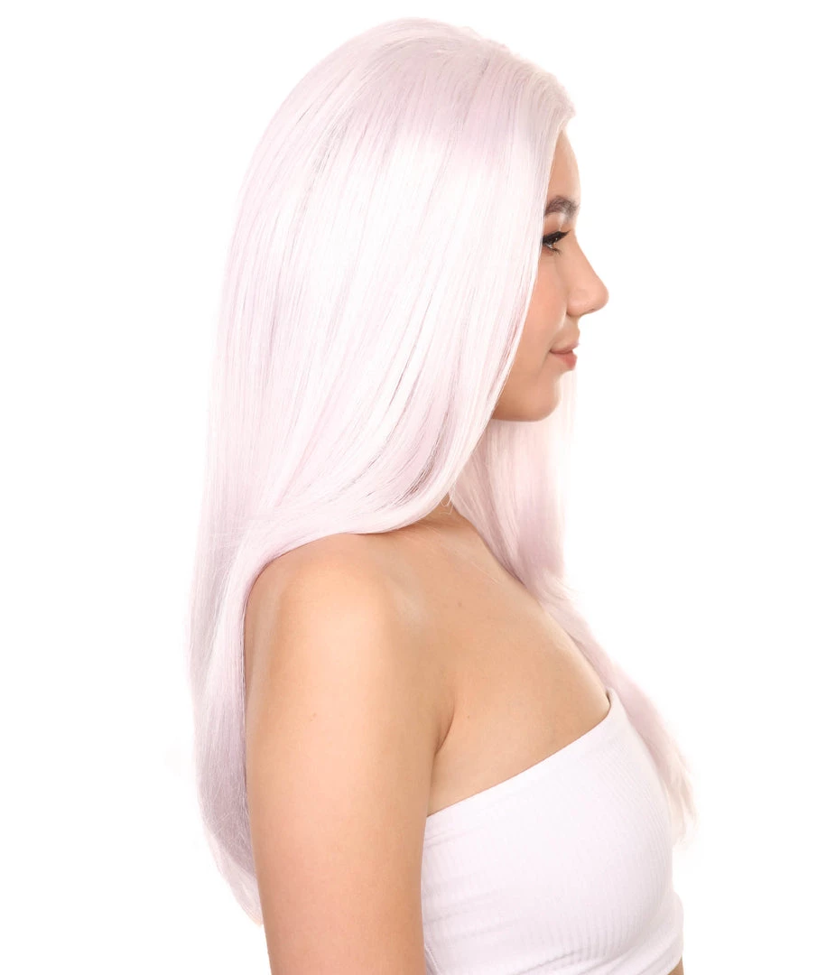 Adult Women's 23" Inch Long Length Halloween Cosplay Police Officer Costume White Wig, Synthetic Soft Fiber Hair, Perfect For Your Next Convention And Group Anime Party! | HPO 4 Adult Women's 23" Inch Long Length Halloween Cosplay Police Officer Costume White Wig, Synthetic Soft Fiber Hair, Perfect For Your Next Convention And Group Anime Party! | HPO