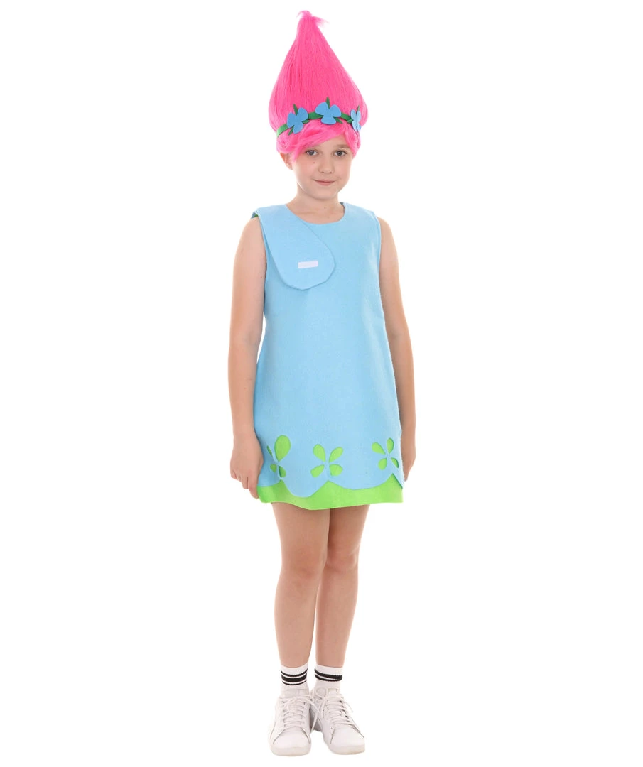 HPO Child's Trolls Dress Costume | Blue Cosplay Costume Kids 2 HPO Child's Trolls Dress Costume | Blue Cosplay Costume Kids