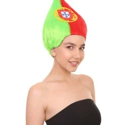 FLAGWIGS Portugal Flag Sports Troll Wig | Premium Breathable Capless Cap Women's