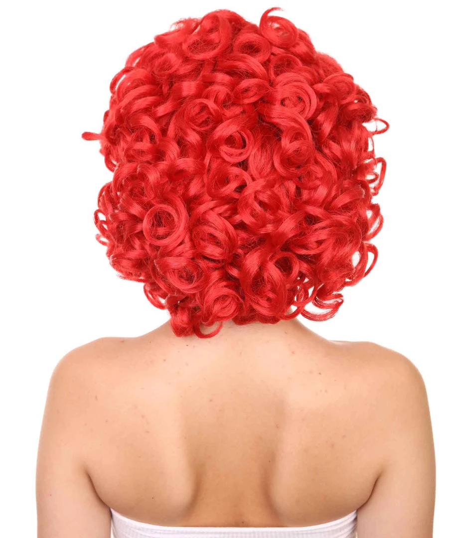 Adult Women's 15" Inch Medium Length Curly Halloween Cosplay Queen Of Drag Fierce Red Ruby Color Costume Wig, Synthetic Soft Fiber Hair | HPO 4 Adult Women's 15" Inch Medium Length Curly Halloween Cosplay Queen Of Drag Fierce Red Ruby Color Costume Wig, Synthetic Soft Fiber Hair | HPO