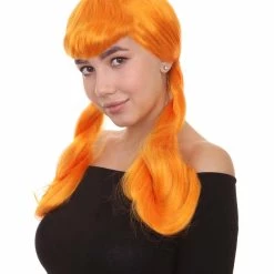 HPO Candy Girl Orange Womens Wig | Party Event Ready Cosplay Halloween Wig | Premium Breathable Capless Cap Women's
