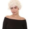 HPO Women's Colonial Curly Wig | White Holiday Party Wig | Premium Breathable Capless Cap
