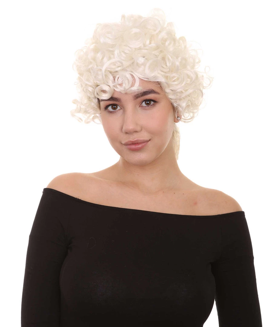 HPO Women's Colonial Curly Wig | White Holiday Party Wig | Premium Breathable Capless Cap 1 HPO Women's Colonial Curly Wig | White Holiday Party Wig | Premium Breathable Capless Cap