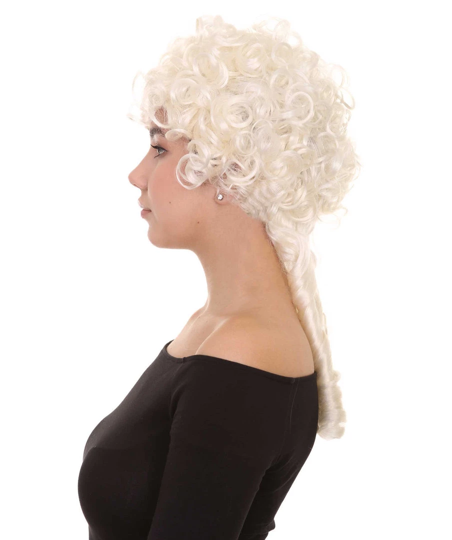 HPO Women's Colonial Curly Wig | White Holiday Party Wig | Premium Breathable Capless Cap 3 HPO Women's Colonial Curly Wig | White Holiday Party Wig | Premium Breathable Capless Cap
