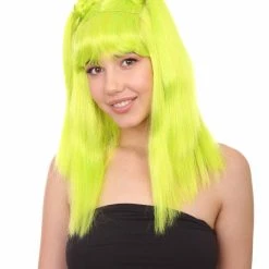 HPO Lime Twist Womens Wig | Yellow Green Crazy Hair Long Wig | Premium Breathable Capless Cap