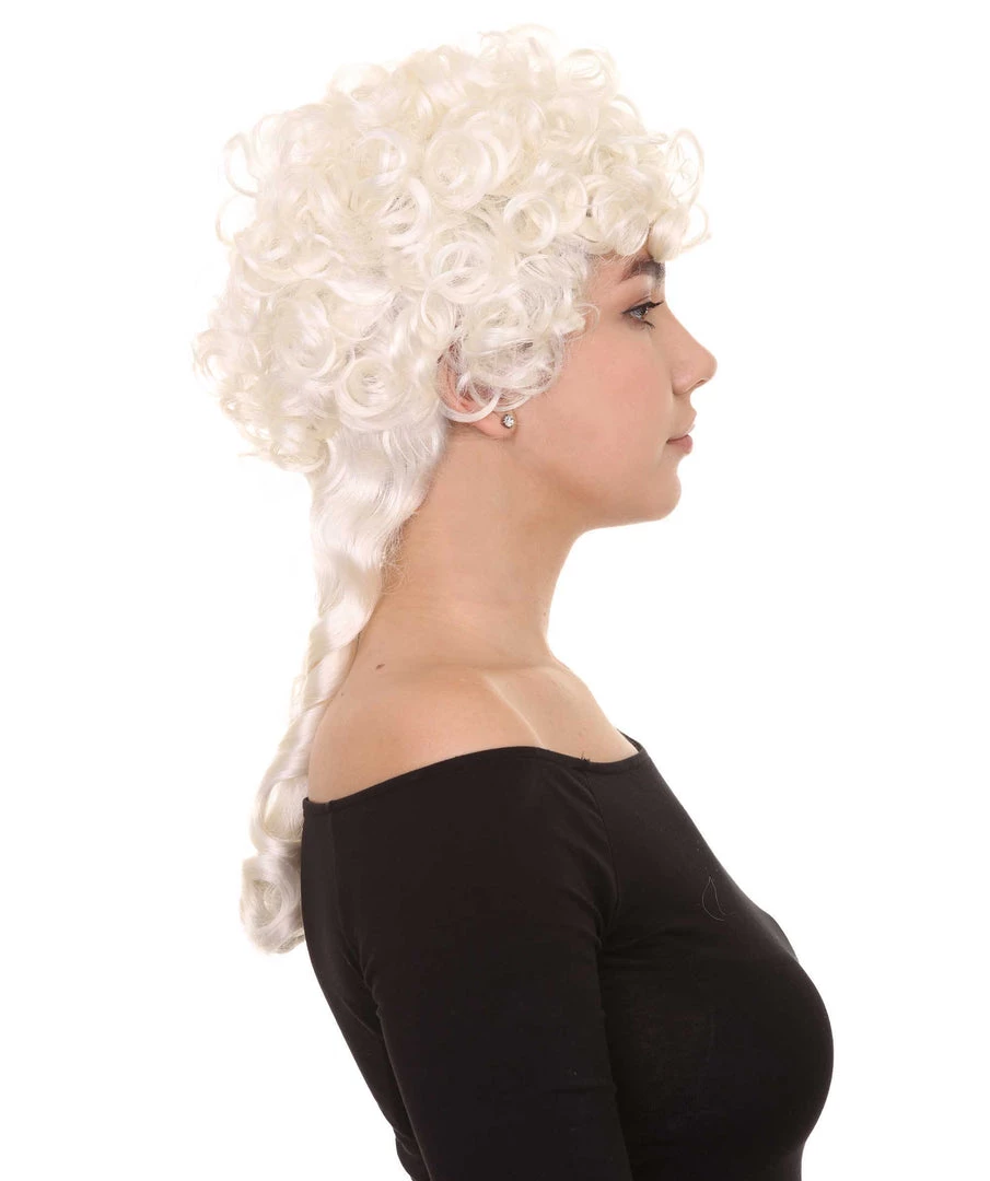 HPO Women's Colonial Curly Wig | White Holiday Party Wig | Premium Breathable Capless Cap 5 HPO Women's Colonial Curly Wig | White Holiday Party Wig | Premium Breathable Capless Cap