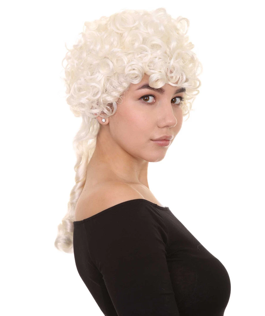 HPO Women's Colonial Curly Wig | White Holiday Party Wig | Premium Breathable Capless Cap 6 HPO Women's Colonial Curly Wig | White Holiday Party Wig | Premium Breathable Capless Cap