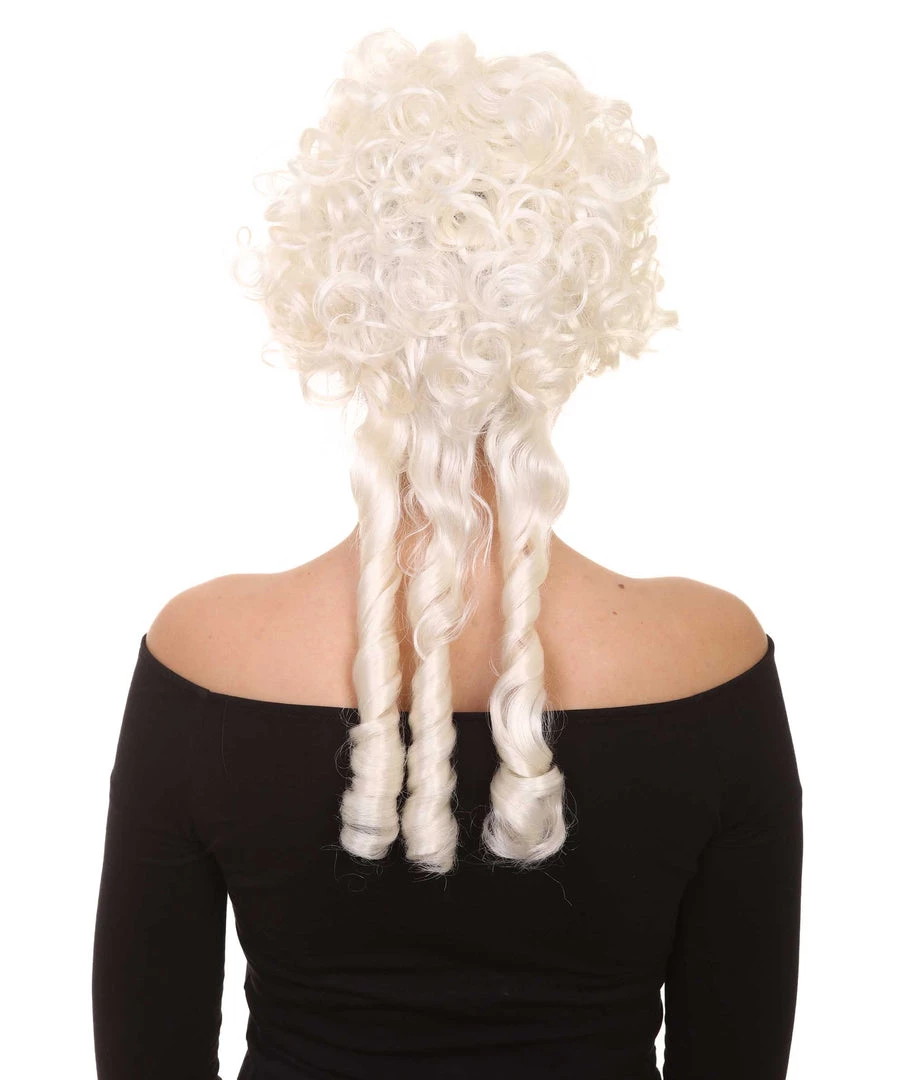 HPO Women's Colonial Curly Wig | White Holiday Party Wig | Premium Breathable Capless Cap 4 HPO Women's Colonial Curly Wig | White Holiday Party Wig | Premium Breathable Capless Cap