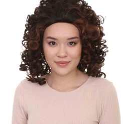 HPO Women's Superstar Dark Brown Long Curly Womens Wig | Over Size Sport Wig | Premium Breathable Capless Cap