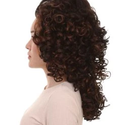 HPO Women's Superstar Dark Brown Long Curly Womens Wig | Over Size Sport Wig | Premium Breathable Capless Cap