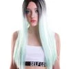 HPO Women's Women TV Movie Character Wig | Black And Light Blue Two Tone Color Wig | Premium Breathable Capless Cap