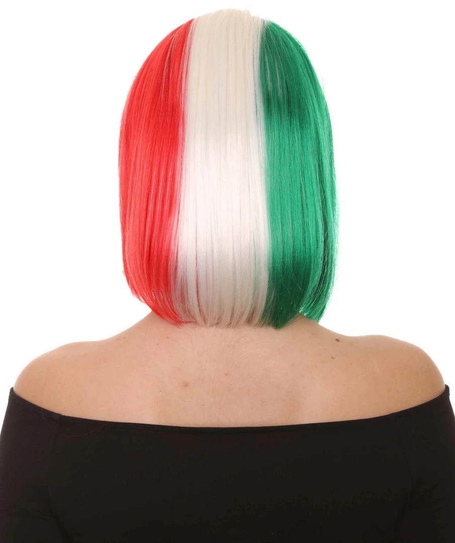 FLAGWIGS Women Patriotic Mexico Flag Bob Wig | Premium Breathable Capless Cap Women's 4 FLAGWIGS Women Patriotic Mexico Flag Bob Wig | Premium Breathable Capless Cap Women's