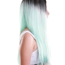 HPO Women's Women TV Movie Character Wig | Black And Light Blue Two Tone Color Wig | Premium Breathable Capless Cap