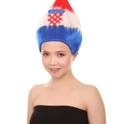 FLAGWIGS Women's Flag Troll Wigs | Croatia | Patriotic Character Cosplay Halloween Wigs | Premium Breathable Capless Cap
