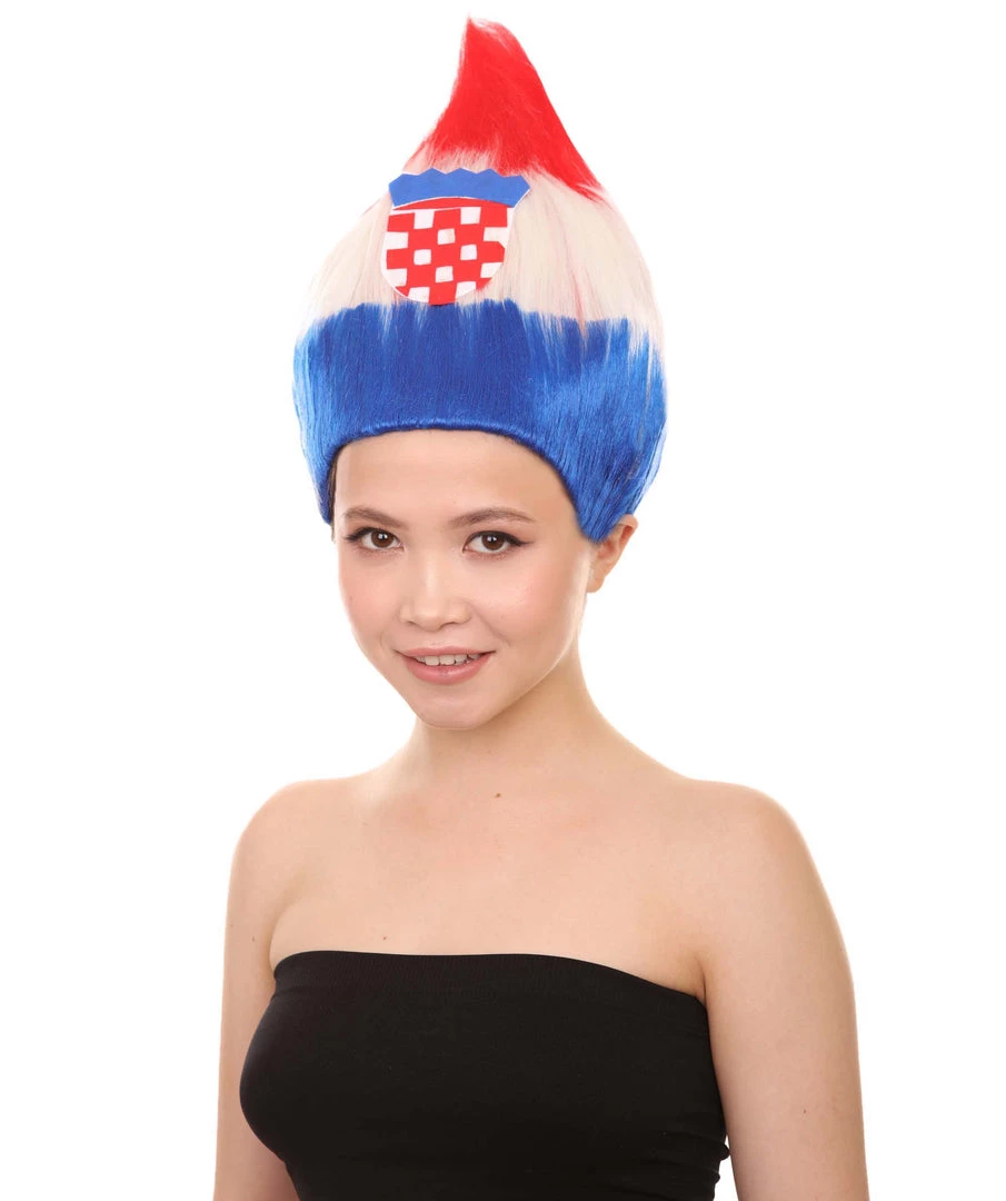 FLAGWIGS Women's Flag Troll Wigs | Croatia | Patriotic Character Cosplay Halloween Wigs | Premium Breathable Capless Cap 2 FLAGWIGS Women's Flag Troll Wigs | Croatia | Patriotic Character Cosplay Halloween Wigs | Premium Breathable Capless Cap