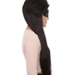 HPO Women's Womens Superwoman 25' Wig | Violet Parr Black Wig With Mask Set | TV/Movie Wigs | Premium Breathable Capless Cap