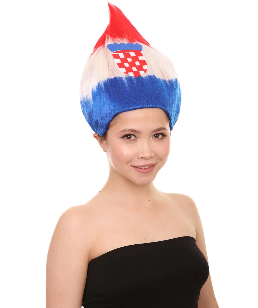 FLAGWIGS Women's Flag Troll Wigs | Croatia | Patriotic Character Cosplay Halloween Wigs | Premium Breathable Capless Cap 6 FLAGWIGS Women's Flag Troll Wigs | Croatia | Patriotic Character Cosplay Halloween Wigs | Premium Breathable Capless Cap