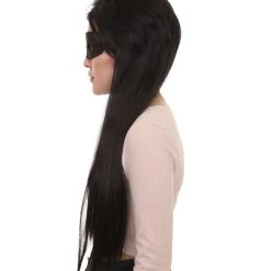 HPO Women's Womens Superwoman 25' Wig | Violet Parr Black Wig With Mask Set | TV/Movie Wigs | Premium Breathable Capless Cap