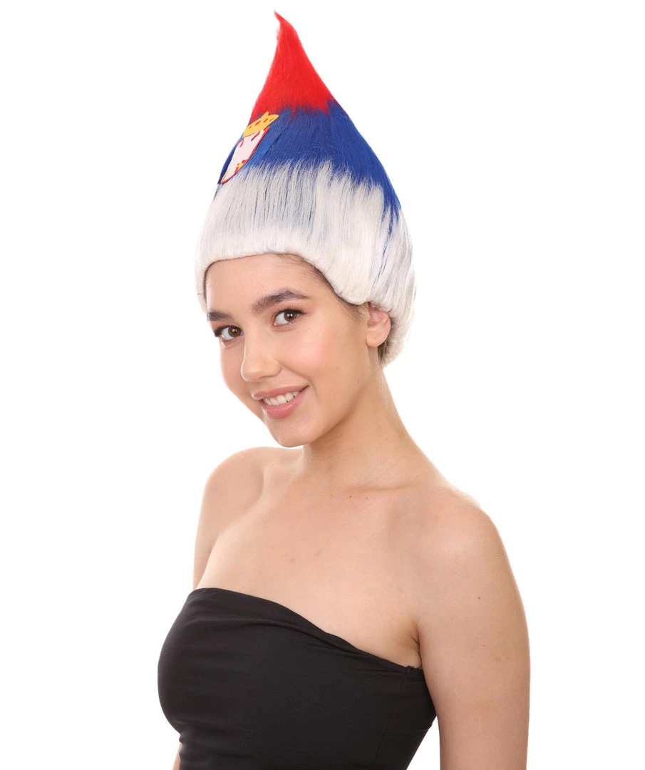 FLAGWIGS Serbia Flag Sport Troll Wig | National Pride Wig | Premium Breathable Capless Cap Women's 3 FLAGWIGS Serbia Flag Sport Troll Wig | National Pride Wig | Premium Breathable Capless Cap Women's