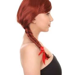 HPO Farmers Daughter Long Braids Womens Wig | Brown Colonial Traditional Cosplay Halloween Wig | Premium Breathable Capless Cap Women's