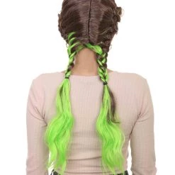 HPO Men's Briaded Womens Wig | Brown Green Cosplay Halloween Wig | Premium Breathable Capless Cap 12 HPO Men's Briaded Womens Wig | Brown Green Cosplay Halloween Wig | Premium Breathable Capless Cap