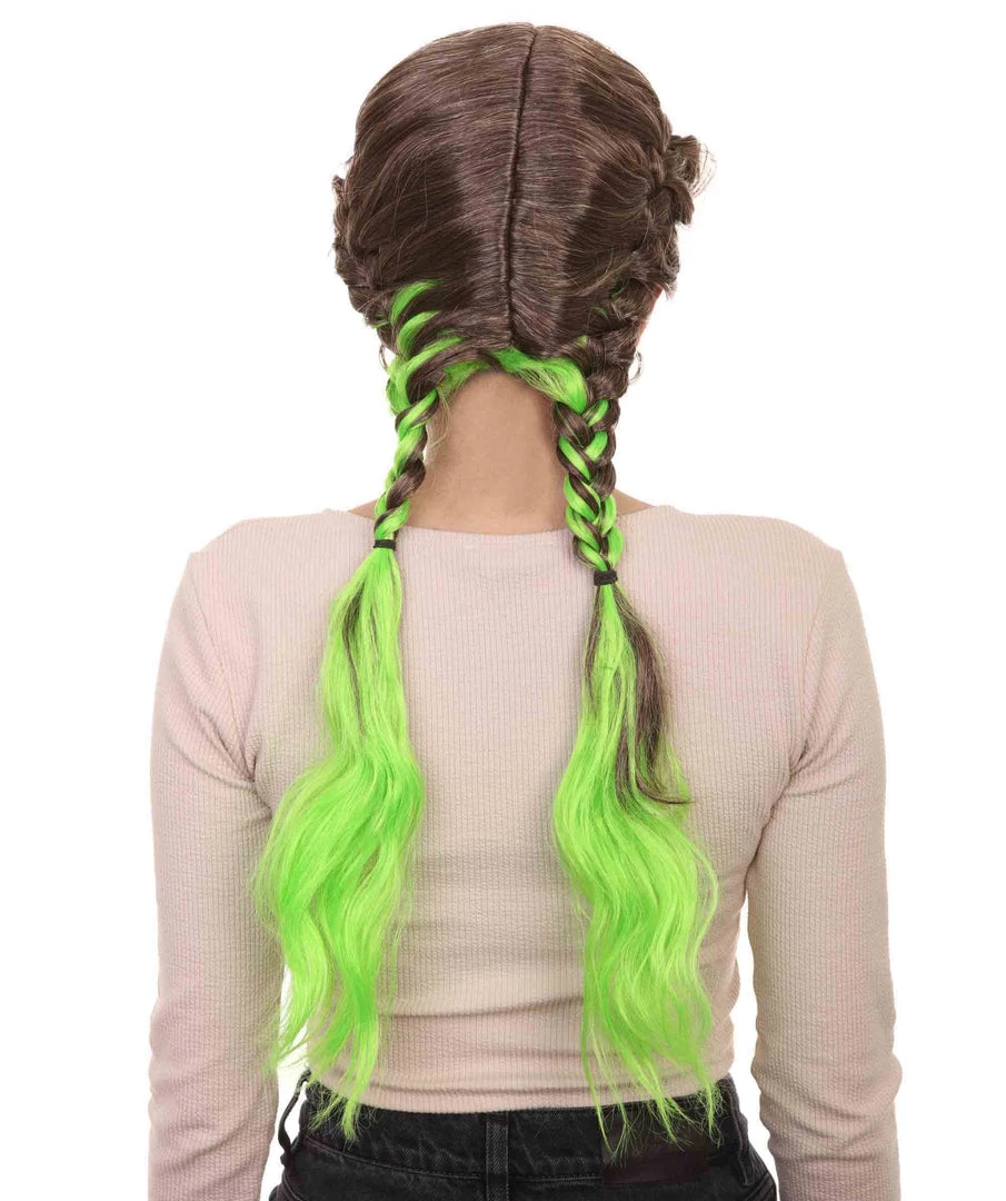 HPO Men's Briaded Womens Wig | Brown Green Cosplay Halloween Wig | Premium Breathable Capless Cap 4 HPO Men's Briaded Womens Wig | Brown Green Cosplay Halloween Wig | Premium Breathable Capless Cap