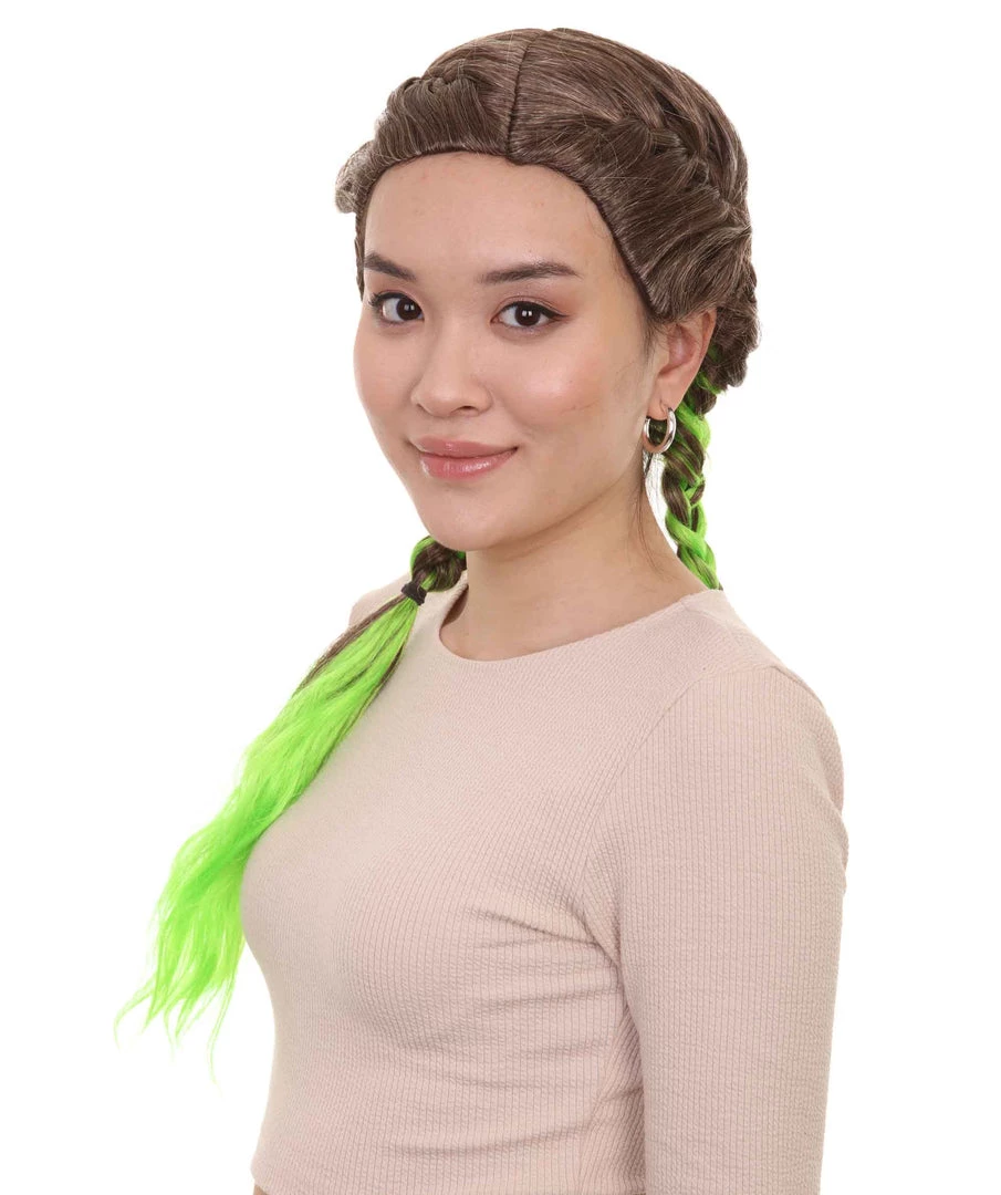 HPO Men's Briaded Womens Wig | Brown Green Cosplay Halloween Wig | Premium Breathable Capless Cap 2 HPO Men's Briaded Womens Wig | Brown Green Cosplay Halloween Wig | Premium Breathable Capless Cap