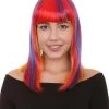 HPO Women's Womens Rainbow Medium Bob Wig | Party Ready Fancy Cosplay Halloween Wig | Premium Breathable Capless Cap