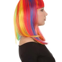 HPO Women's Womens Rainbow Medium Bob Wig | Party Ready Fancy Cosplay Halloween Wig | Premium Breathable Capless Cap 13 HPO Women's Womens Rainbow Medium Bob Wig | Party Ready Fancy Cosplay Halloween Wig | Premium Breathable Capless Cap