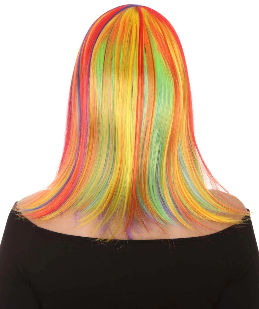 HPO Women's Womens Rainbow Medium Bob Wig | Party Ready Fancy Cosplay Halloween Wig | Premium Breathable Capless Cap 4 HPO Women's Womens Rainbow Medium Bob Wig | Party Ready Fancy Cosplay Halloween Wig | Premium Breathable Capless Cap