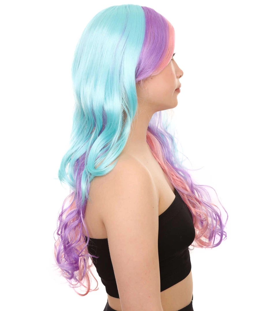 HPO Long Colorful Curly Wave Cosplay Womens Wig | Crazy Colorful Stage/Event Fancy Wig | Premium Breathable Capless Cap 5 HPO Long Colorful Curly Wave Cosplay Womens Wig | Crazy Colorful Stage/Event Fancy Wig | Premium Breathable Capless Cap